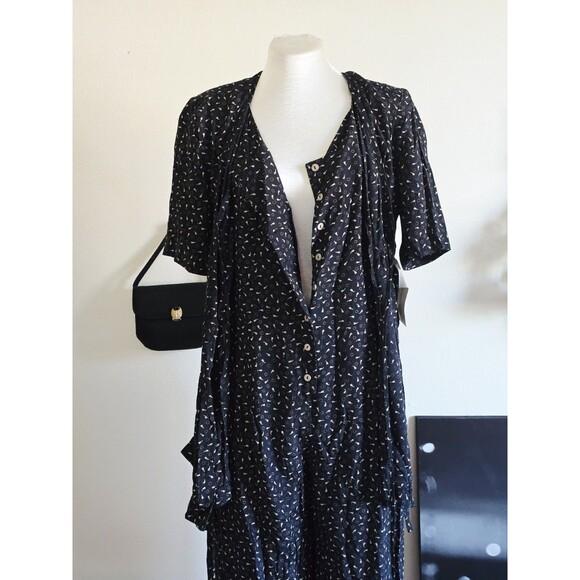 Lanz Vintage 1970s Dark Blue Shirt Sleeve Jumpsuit Classic Cottagecore S - Picture 8 of 10